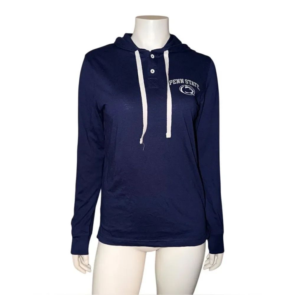 Rivalry Threads Men's Penn State Hooded T-Shirt Long Sleeve Navy Blue Small NWOT